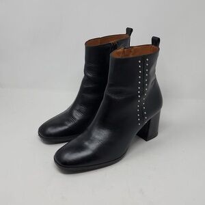Marroqui Sanchez Black Leather Ankle Boots with Studded Detail